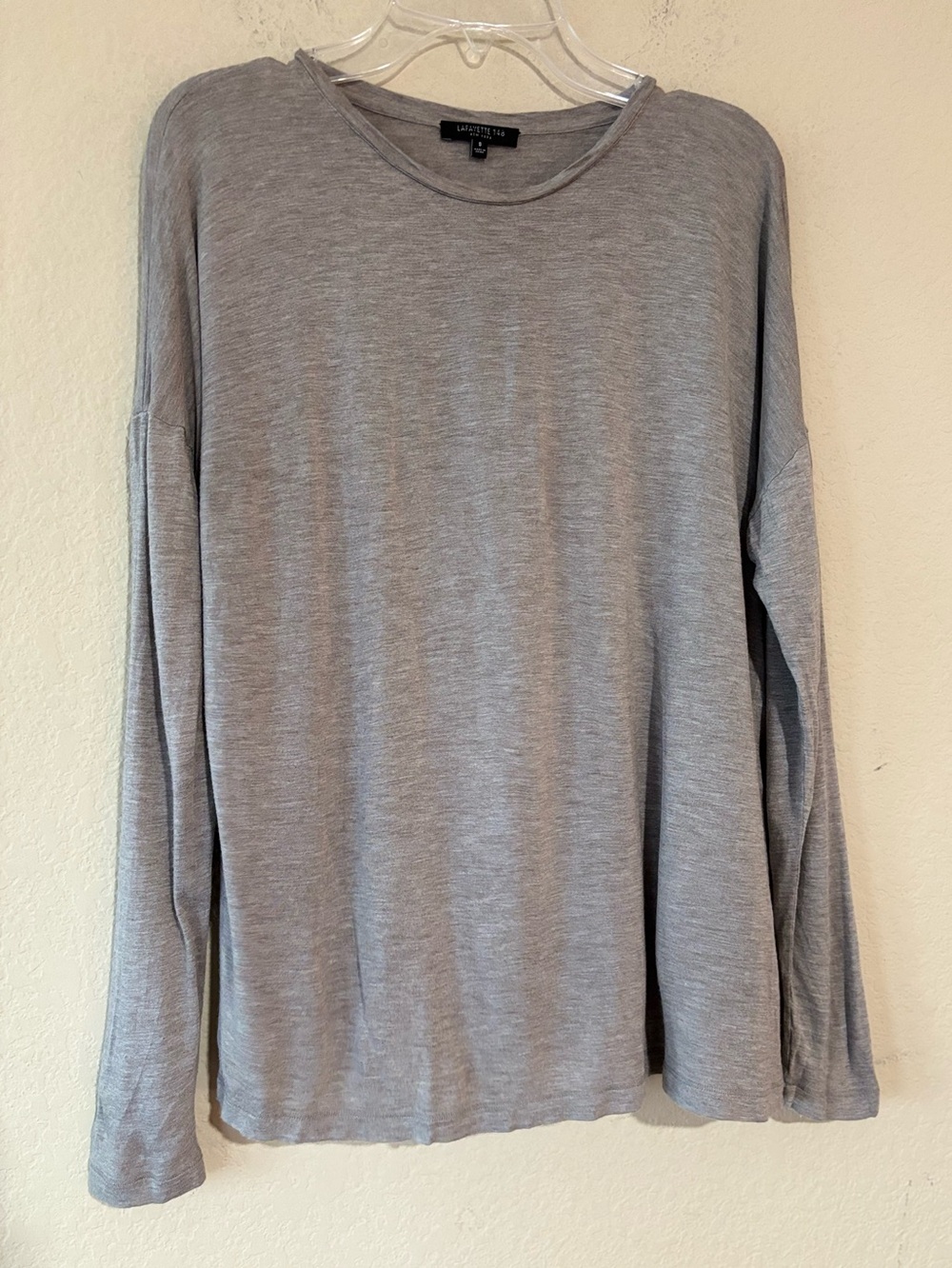 Lafayette 148 New York long-sleeve crewneck top in heather grey Small